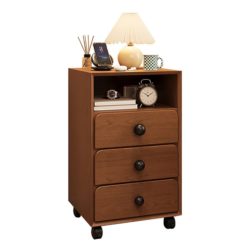 zxhrybh Night Stand, Bedside Table with 3 Drawers, Sofa Tall Side Table, with 360 Universal Wheel Bedroom Night Standfor Living Room and Bedroom(Brown)