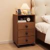 zxhrybh Night Stand, Bedside Table with 3 Drawers, Sofa Tall Side Table, with 360 Universal Wheel Bedroom Night Standfor Living Room and Bedroom(Brown) view 2