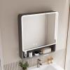Lighted Medicine Cabinet with Mirror Bathroom Mirror Medicine Cabinet Large Medicine Cabinet Vanity Wall Mounted Storage Cabinet with Defogger Dimmer Surface Mount for Bathroom Room Entryway(Dark grey view 1