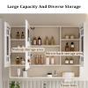 Lighted Medicine Cabinet with Mirror Bathroom Mirror Medicine Cabinet Large Medicine Cabinet Vanity Wall Mounted Storage Cabinet with Defogger Dimmer Surface Mount for Bathroom Room Entryway(Dark grey view 2