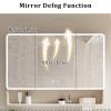 Lighted Medicine Cabinet with Mirror Bathroom Mirror Medicine Cabinet Large Medicine Cabinet Vanity Wall Mounted Storage Cabinet with Defogger Dimmer Surface Mount for Bathroom Room Entryway(Dark grey view 3