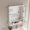 Lighted Medicine Cabinet with Mirror Bathroom Mirror Medicine Cabinet Large Medicine Cabinet Vanity Wall Mounted Storage Cabinet with Defogger Dimmer Surface Mount for Bathroom Room Entryway(Dark grey view 4