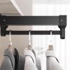 Elitix Retractable Closet Pull Out Rod for Hanging Clothes, Ceiling Mount Organization Rail System for Garment, Metal Wardrobes Holders Support Shelf(Black,30cm(11 3/4")) view 1