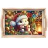 Christmas Diamond Art Painted Rectangular Dot Drilled Wooden Tray, Handmade Wooden DIY Tray Diamond Wooden Tray Dinner Plate for Restaurant Snack Tray Tea Tray Coffee-#07-2PC view 4