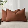 Foindtower Pack of 2, Decorative Linen Soild Throw Pillow Covers Accent Lumbar Cushion Case Boho Farmhouse Pillowcase for Chair Couch Sofa Bedroom Living Room Home Decor 12 x 20 Inch Fall Rust Orange view 1