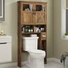 Vabches Over The Toilet Storage Cabinet with Doors & Paper Holder, Brown view 1