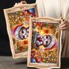 Christmas Diamond Art Painted Rectangular Dot Drilled Wooden Tray, Handmade Wooden DIY Tray Diamond Wooden Tray Dinner Plate for Restaurant Snack Tray Tea Tray Coffee-#04-Cat view 4
