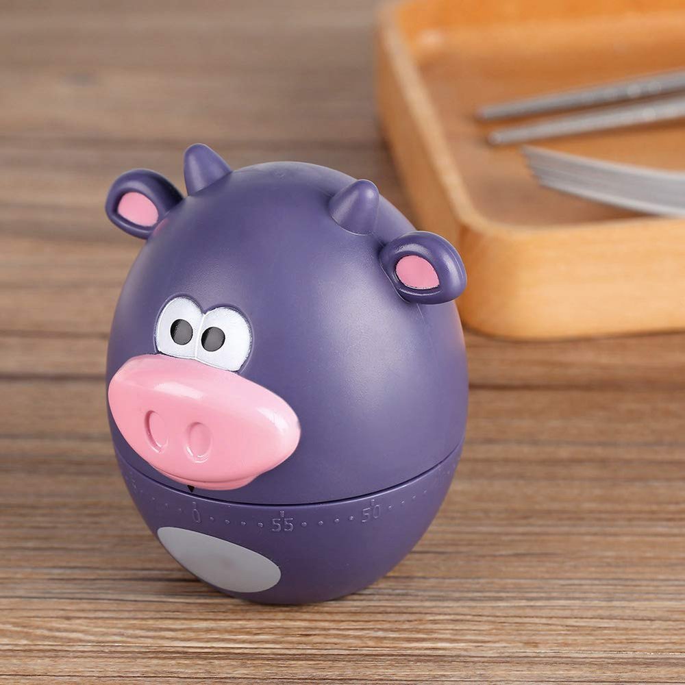 Cute Cartoon Cow Mechanical Kitchen Timer for Cooking & Baking Wind-Up Analog Countdown Timer with Clear Dial & Clicking Sound, Fit for Home Chefs & Kids