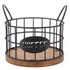 Yunir Coffee Pod Holder for Counter,Round Iron Cup Holders Coffee Pods Storage Organizer,Large Capacity Coffee Basket with Wooden Base for Kitchen Office Desktop view 1