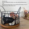 Yunir Coffee Pod Holder for Counter,Round Iron Cup Holders Coffee Pods Storage Organizer,Large Capacity Coffee Basket with Wooden Base for Kitchen Office Desktop view 2