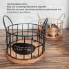 Yunir Coffee Pod Holder for Counter,Round Iron Cup Holders Coffee Pods Storage Organizer,Large Capacity Coffee Basket with Wooden Base for Kitchen Office Desktop view 3