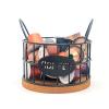 Yunir Coffee Pod Holder for Counter,Round Iron Cup Holders Coffee Pods Storage Organizer,Large Capacity Coffee Basket with Wooden Base for Kitchen Office Desktop view 4