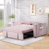 55.3" 4-1 Multi-Functional Sofa Bed with Cup Holder and USB Port for Living Room or Apartments Pink view 2