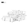 55.3" 4-1 Multi-Functional Sofa Bed with Cup Holder and USB Port for Living Room or Apartments Pink view 3