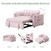 55.3" 4-1 Multi-Functional Sofa Bed with Cup Holder and USB Port for Living Room or Apartments Pink view 4