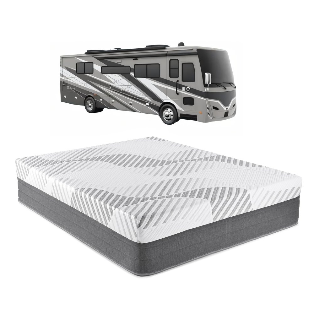 Tru Lux Cool 14 Hybrid RV Mattress, Short Queen 60x74, Gel Memory Foam & Pocketed Coil Bed for RV, Camper or Travel Trailer, Luxury Firm Cooling Support, Made in USA