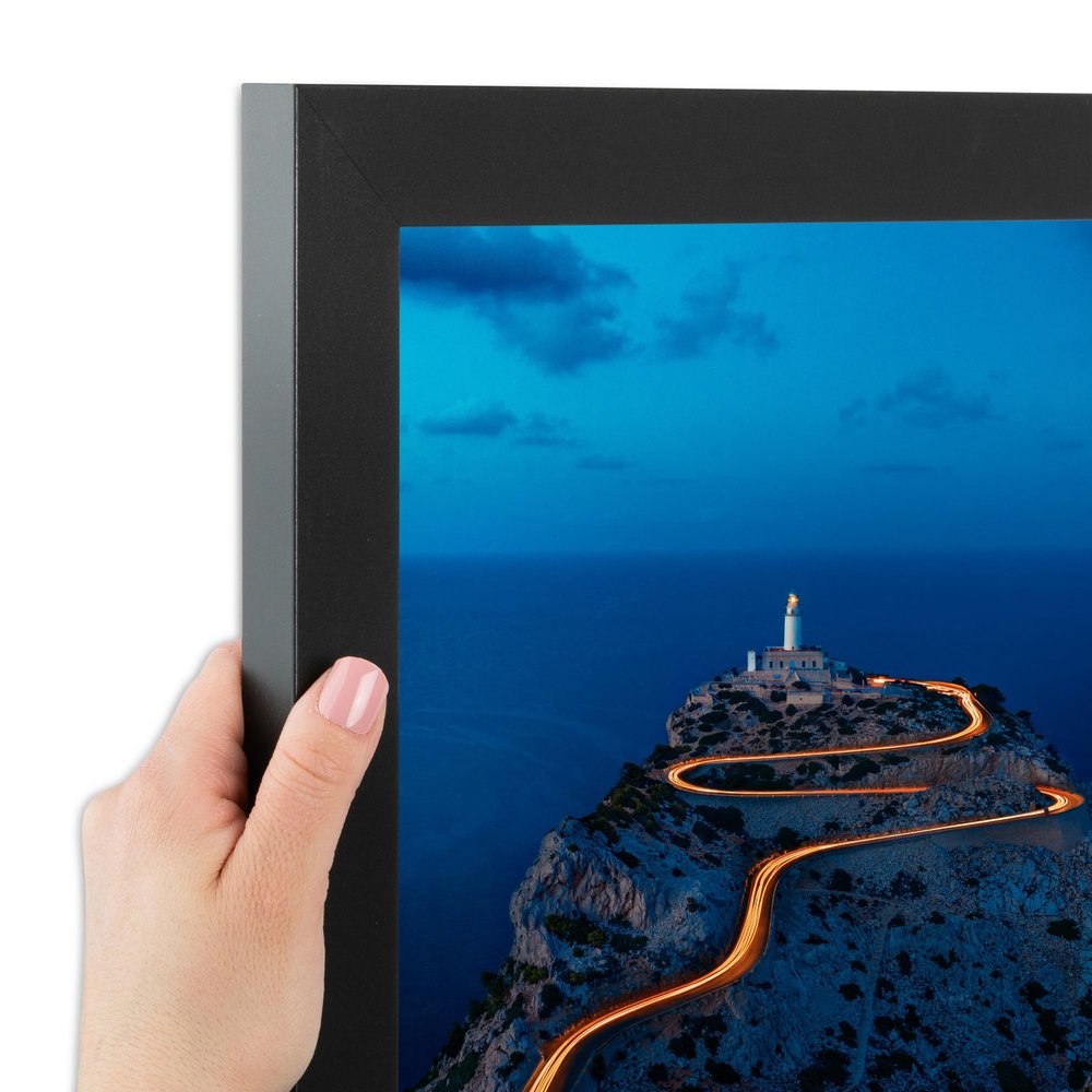 ArtToFrames 12x40 Inch Black Picture Frame, This 1.25 Inch Custom Poster Frame is Soft Black - Comes with Economy Acrylic and Corrugated Backing (2WOM5180-12x40)