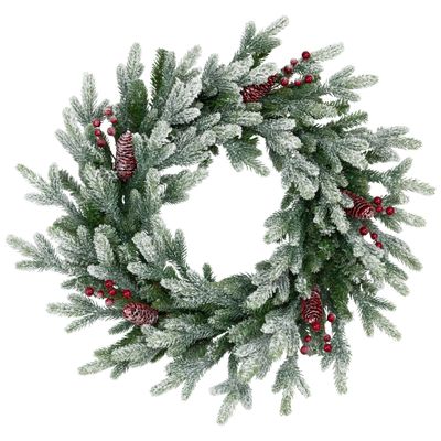Real Touch Flocked Snowcap Grove Fir Artificial Christmas Wreath - 24" - Unlit