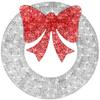 Best Choice Products 36in Pre-Lit Outdoor Christmas Wreath Decoration, LED Metal Holiday Decor for Home w/ 120 Lights, Bow - Silver/Red view 1