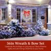 Best Choice Products 36in Pre-Lit Outdoor Christmas Wreath Decoration, LED Metal Holiday Decor for Home w/ 120 Lights, Bow - Silver/Red view 2