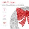 Best Choice Products 36in Pre-Lit Outdoor Christmas Wreath Decoration, LED Metal Holiday Decor for Home w/ 120 Lights, Bow - Silver/Red view 3