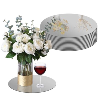 10" Acrylic Round Mirrors Centerpieces Trays for Tables 20 PCS Candle Holders Candle Plate Set Centerpiece Table Decorations for Wedding,Baby Shower, Christmas,Wall Decor,1mm Thick (White)