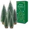 6 Pcs Small Christmas Trees Bottle Brush Christmas Trees Christmas Decorations, Small Christmas Pine Tree with Wooden Base for Christmas Table Decorations (4 Size) view 1