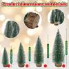6 Pcs Small Christmas Trees Bottle Brush Christmas Trees Christmas Decorations, Small Christmas Pine Tree with Wooden Base for Christmas Table Decorations (4 Size) view 2