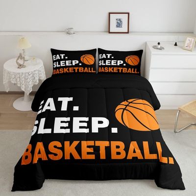 Feelyou Toddler Basketball Comforter Set - Sports Theme Bedding for Kids Boys Girls - Basketball Ball Pattern Duvet Set 2Pcs