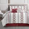 LANCO MODERN LIFESTYLE White Red King Comforter Set, 7 Pieces All Season Bedding Sets in a Bag with Geometric Terry Embroidered Comforter, Bed Skirt, Pillow Shams and Decorative Pillows view 1