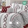 LANCO MODERN LIFESTYLE White Red King Comforter Set, 7 Pieces All Season Bedding Sets in a Bag with Geometric Terry Embroidered Comforter, Bed Skirt, Pillow Shams and Decorative Pillows view 2