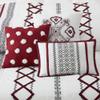 LANCO MODERN LIFESTYLE White Red King Comforter Set, 7 Pieces All Season Bedding Sets in a Bag with Geometric Terry Embroidered Comforter, Bed Skirt, Pillow Shams and Decorative Pillows view 4