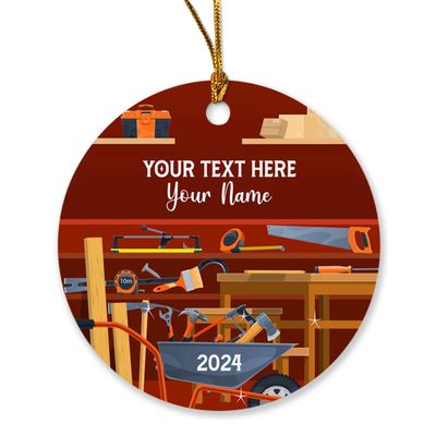Personalized Carpenter Christmas Ornament 2025, Custom Woodworker Handyman Ornaments Xmas Gifts for Adults Men Grandpa Dad Uncle, Xmas Tree Decorations Gift for Carpenter Wood Saw Woodworker