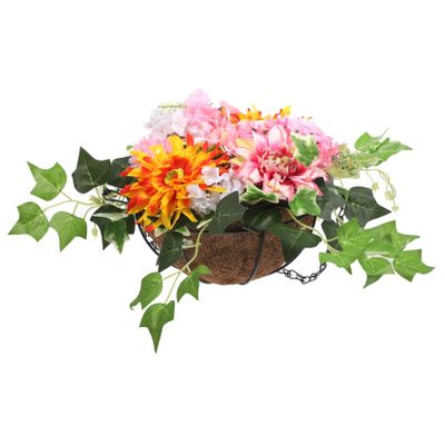 Levemolo Hanging Basket Outdoor Decor Artificial Flowers Baskets Pots Artificial Plants Indoor Coconuts Basket Hanging with Basket Home Wall Decors Plastic