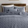 WDCOZY 100% Cotton Twin Size Quilt Set - Dusty Blue Pre-Washed Soft Lightweight Modern Bedspread, Farmhouse Country Rustic Coverlet, Textured Like Linen, Shabby Chic Gauze Bedding, 2 Pieces view 1