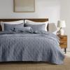 WDCOZY 100% Cotton Twin Size Quilt Set - Dusty Blue Pre-Washed Soft Lightweight Modern Bedspread, Farmhouse Country Rustic Coverlet, Textured Like Linen, Shabby Chic Gauze Bedding, 2 Pieces view 2