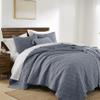 WDCOZY 100% Cotton Twin Size Quilt Set - Dusty Blue Pre-Washed Soft Lightweight Modern Bedspread, Farmhouse Country Rustic Coverlet, Textured Like Linen, Shabby Chic Gauze Bedding, 2 Pieces view 3