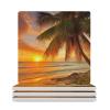Coaster Sets 4 PCS Tropical Beach Palm Tree Sunset Drink Coasters for Coffee Table Absorbent Ceramic Coaster with Cork Base Square Coasters Non-Slip Cup Coaster 3.7x3.7x0.3 Inch view 1