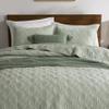 WDCOZY 100% Cotton Twin Size Quilt Set - Sage Green Pre-Washed Soft Lightweight Modern Bedspread, Farmhouse Country Rustic Coverlet, Textured Like Linen, Shabby Chic Gauze Bedding, 2 Pieces view 1