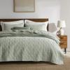 WDCOZY 100% Cotton Twin Size Quilt Set - Sage Green Pre-Washed Soft Lightweight Modern Bedspread, Farmhouse Country Rustic Coverlet, Textured Like Linen, Shabby Chic Gauze Bedding, 2 Pieces view 2
