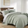 WDCOZY 100% Cotton Twin Size Quilt Set - Sage Green Pre-Washed Soft Lightweight Modern Bedspread, Farmhouse Country Rustic Coverlet, Textured Like Linen, Shabby Chic Gauze Bedding, 2 Pieces view 3