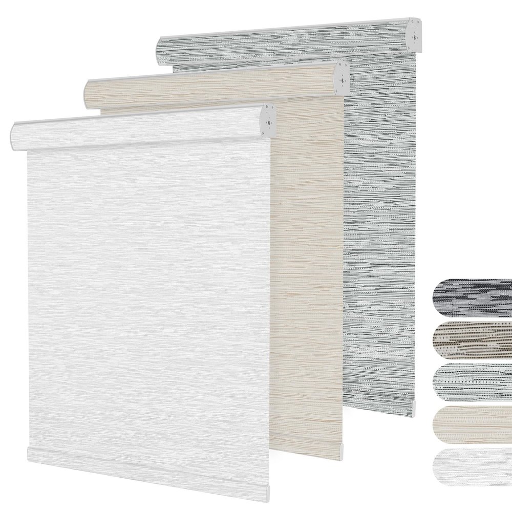 BERISSA Cordless Blackout Roller Shades for Windows Free-Stop Jacquard Fabric Windows Blinds with Cassette Valance,Thermal Insulated UV Protection Roller Blinds for Home Office,30" W x 68" H,White