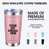 Personalized Custom Tumbler Print in USA 24 Pcs 20oz Stainless Steel Coffee Cup with Lid & Straw Double Wall Insulated Tumbler with Colorful Text Logo Photo view 2