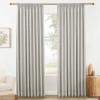 DotheDrape Faux Linen Pinch Pleat Back Tab Blackout Curtains 96 inches Long Thermal Insulated Black Out Pleated Linen Drapes for Living Room Bedroom, 40W x 96L, Light Gray, 1 Panel view 1