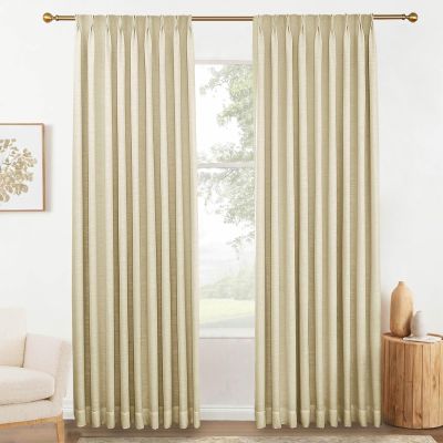 DotheDrape 102 inches Long Blackout Curtains Faux Linen Double Pinch Pleat Back Tab Lined Drapes for Thermal Insulation, 60W x 102L, Beige, 1 Panel
