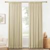 DotheDrape 102 inches Long Blackout Curtains Faux Linen Double Pinch Pleat Back Tab Lined Drapes for Thermal Insulation, 60W x 102L, Beige, 1 Panel view 1