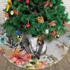 30" Christmas Tree Skirt Plush Xmas Tree Skirt Animals Lemur Flowers Pattern Tree Skirt Christmas Tree Mat for Holiday Xmas Tree Skirt Base Cover for Christmas New Year Decorations view 2
