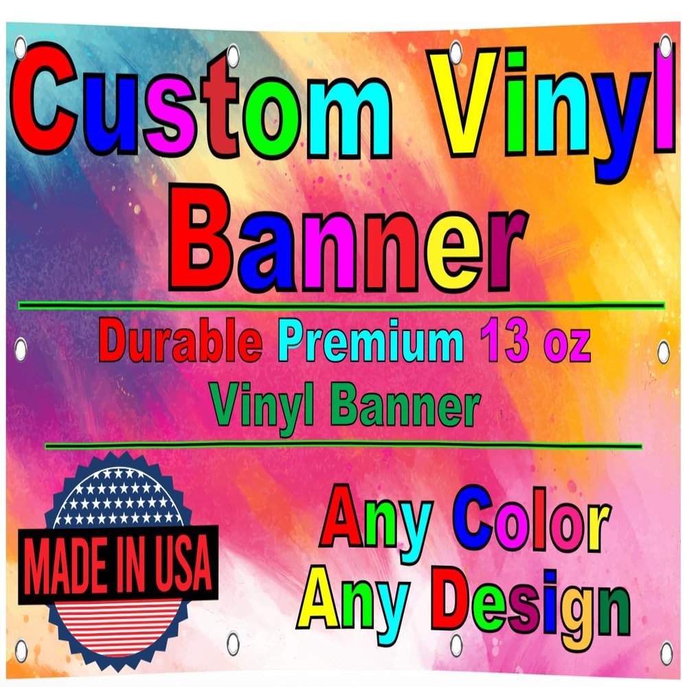 Personalized Custom Vinyl Banner Printing Indoor or Outdoor use Printed Business Event Birthday Party Large Custom Vinyl Banner for Party Decoration (Banner WITH hem, 36x60in(3x5ft))