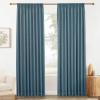 DotheDrape 108 inches Long Blackout Curtains Faux Linen Double Pinch Pleat Back Tab Lined Drapes for Thermal Insulation, 100W x 108L, Midnight, 1 Panel view 1