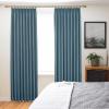 DotheDrape 108 inches Long Blackout Curtains Faux Linen Double Pinch Pleat Back Tab Lined Drapes for Thermal Insulation, 100W x 108L, Midnight, 1 Panel view 4